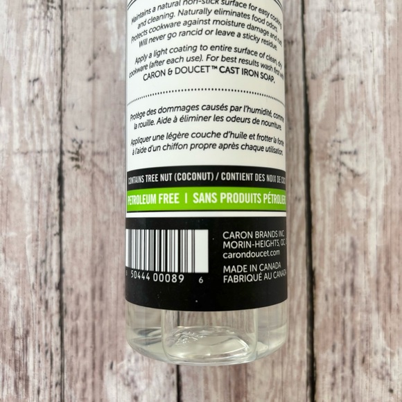 Caron & Doucet Cuisine Cast Iron Oil 100% Natural Paraben Free 8 oz NEW - Picture 5 of 6
